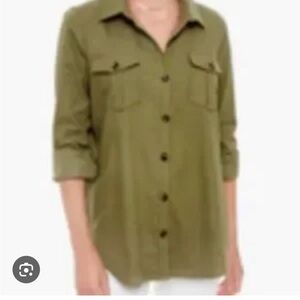 Tuckernuck Steele Camp Shirt - olive army green shirt. Size L